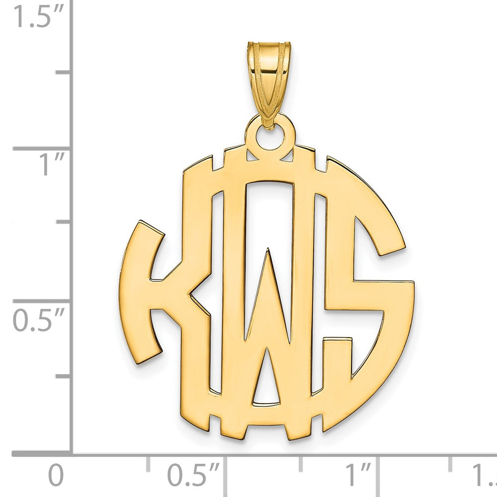 Sterling Silver/Gold-plated Round Cut-out Monogram Pendant