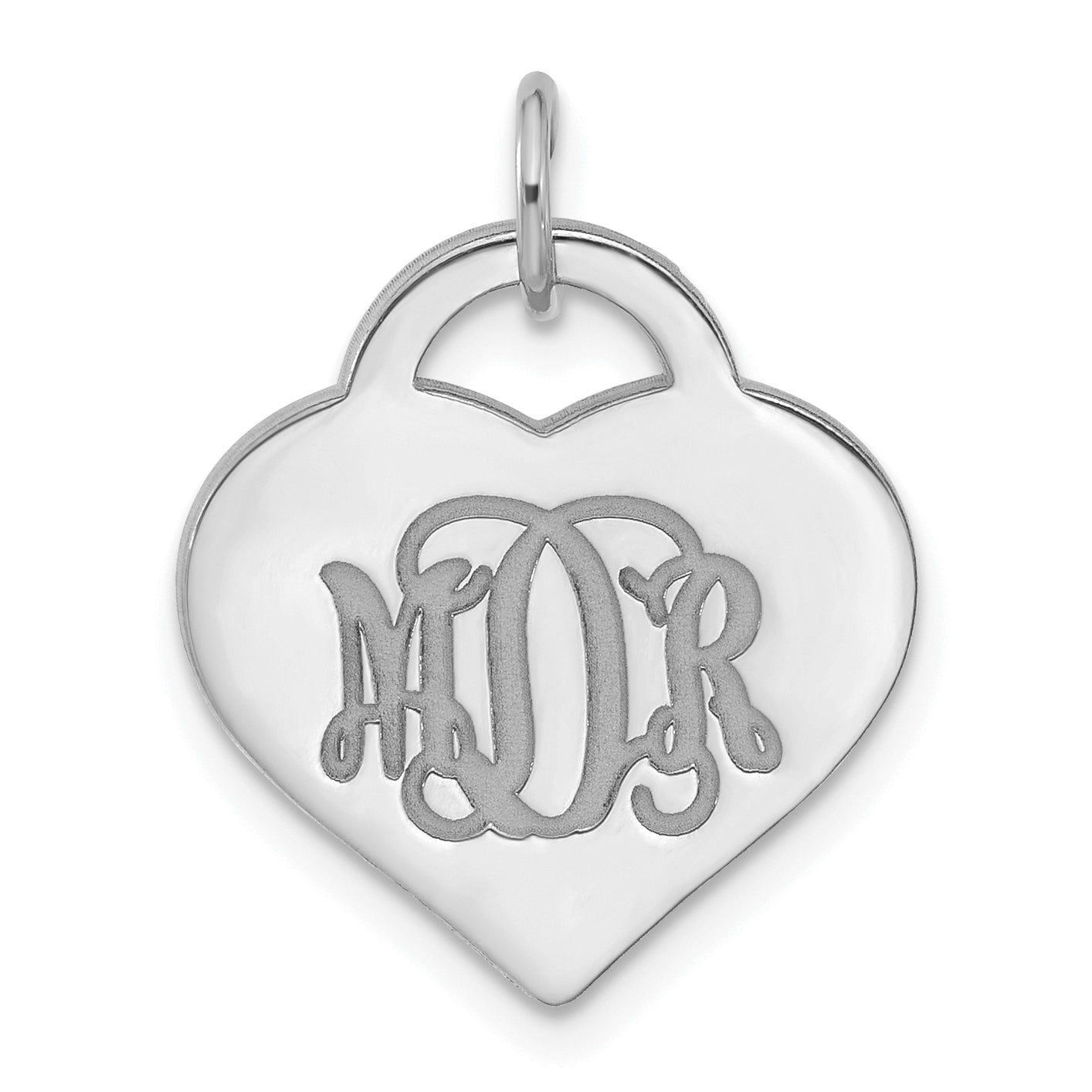 Sterling Silver/Rhodium-plated Monogram Heart Charm