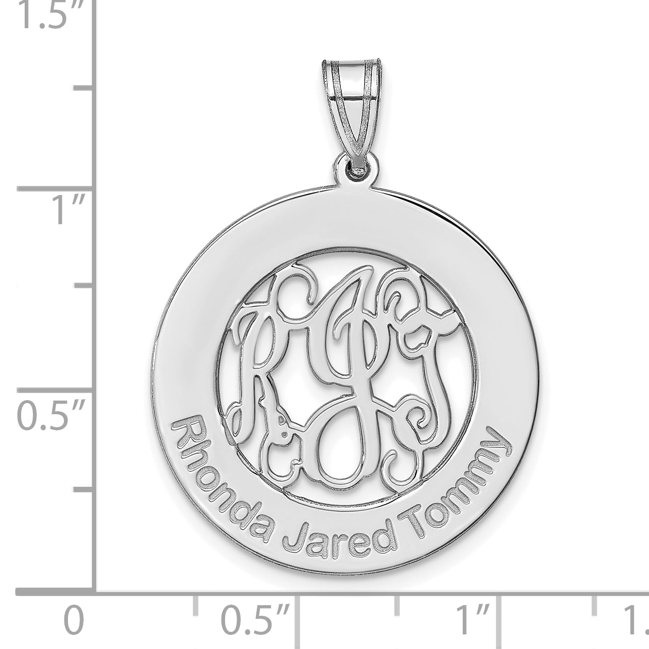 Sterling Silver/Rhodium-plated Round Family Monogram Pendant