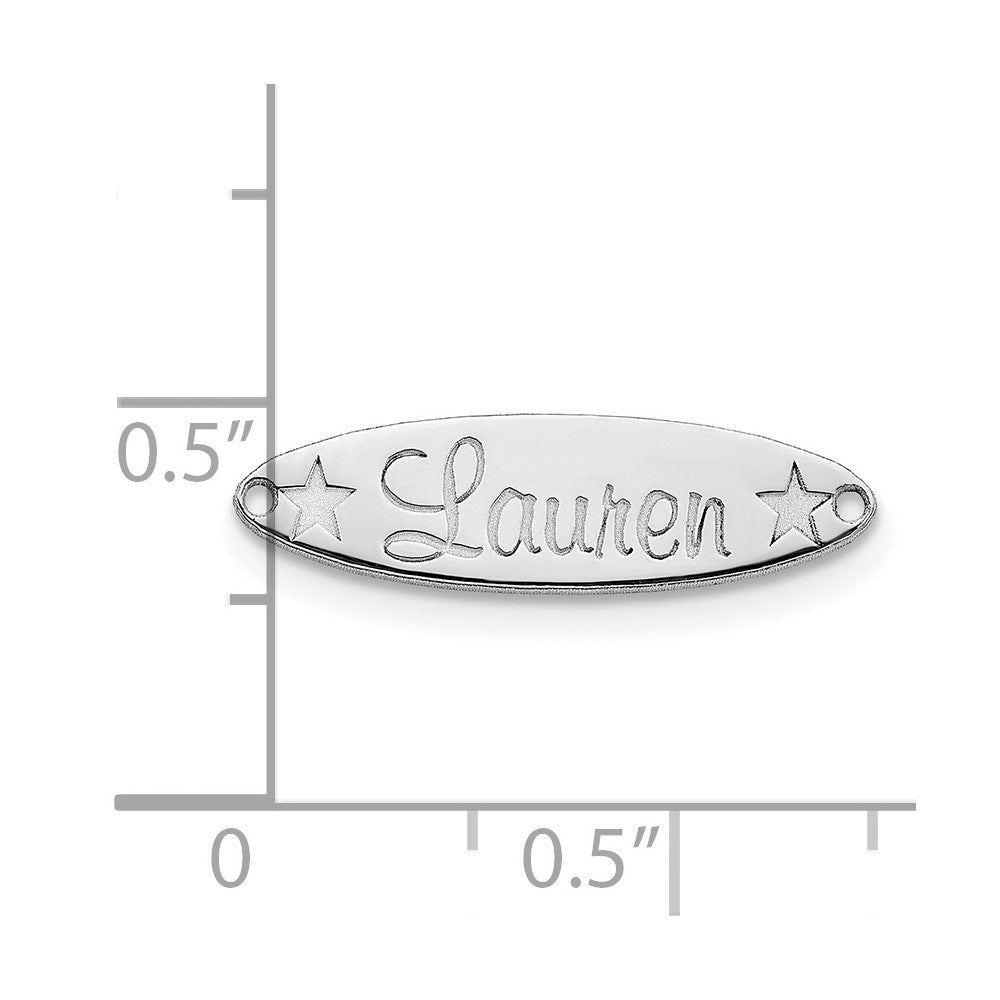 Sterling Silver/Rhodium-plated Small Oval with Stars Name Plate