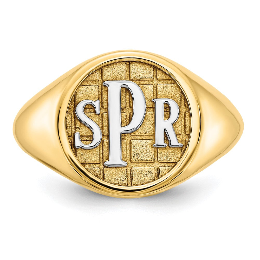 Sterling Silver/Gold-plated Textured Monogram Signet Ring