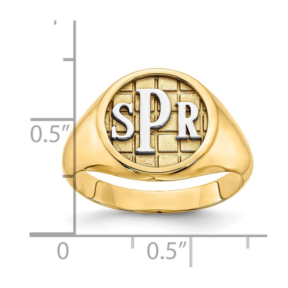 Sterling Silver/Gold-plated Textured Monogram Signet Ring