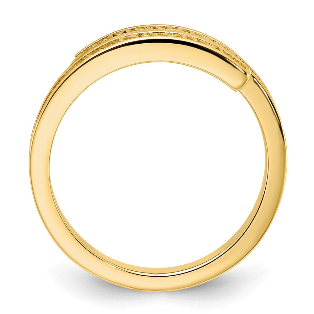 SS/Gold-plated Personalized Polished with Sandblasted Background Ring