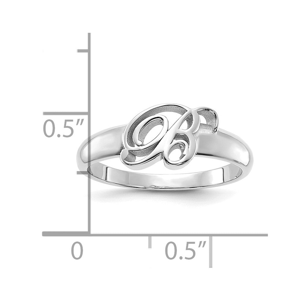 Sterling Silver/Rhodium-plated Script Initial Ring