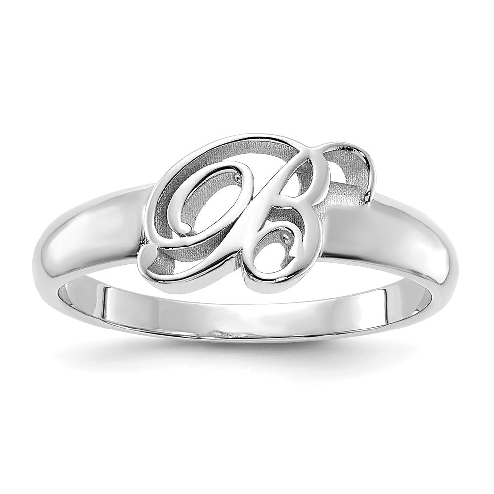 Sterling Silver/Rhodium-plated Script Initial Ring
