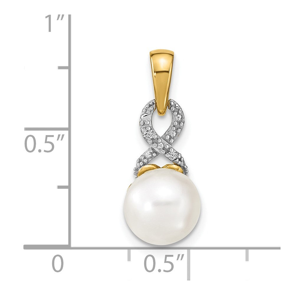 14k 7-8mm Freshwater Cultured Pearl and Diamond Pendant
