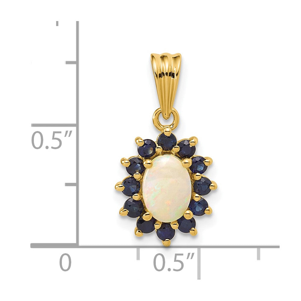 14k Genuine Opal and Sapphire Pendant