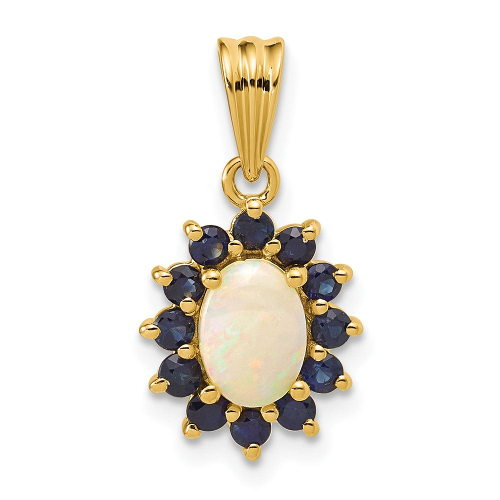 14k Genuine Opal and Sapphire Pendant