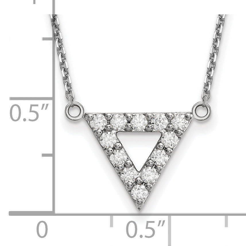 14K White Gold Aa Quality Diamond 13Mm Triangle Necklace