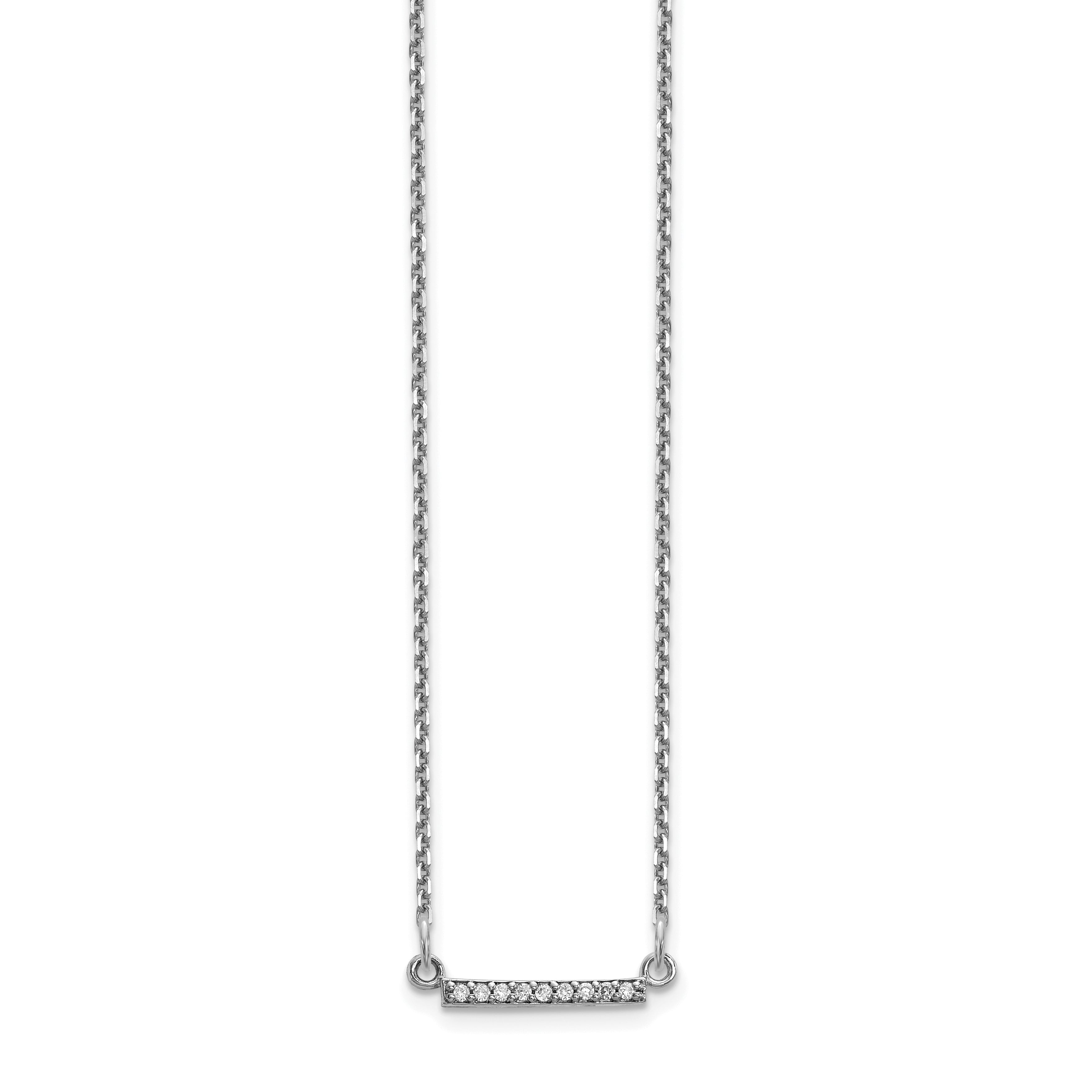 14K White Gold Diamond Tiny Bar Necklace