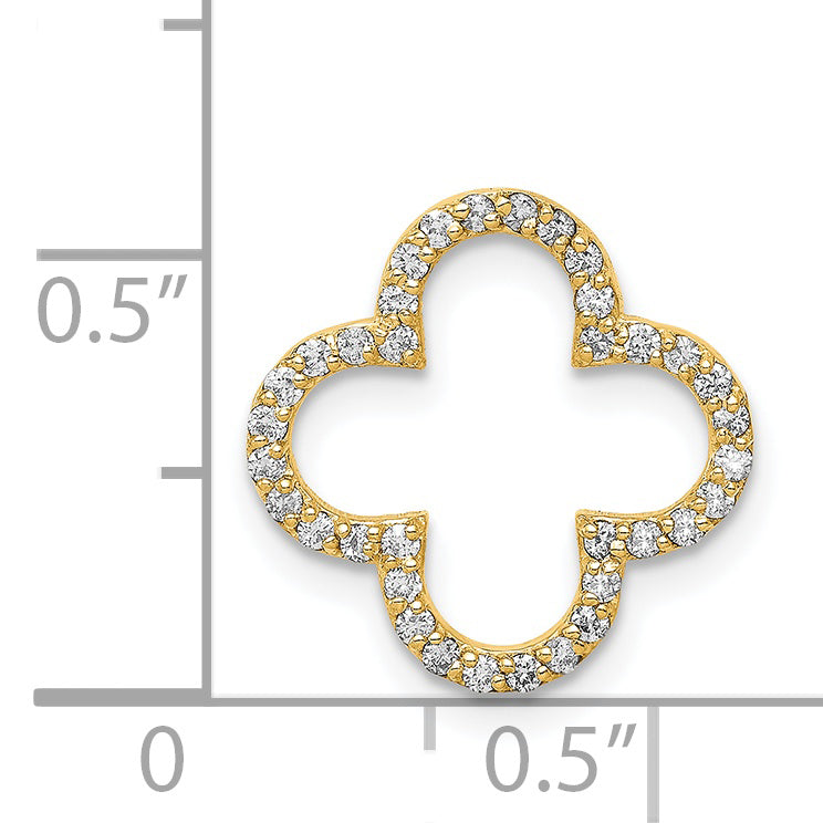14k Polished 1/4 carat Diamond Small Quatrefoil Design Pendant