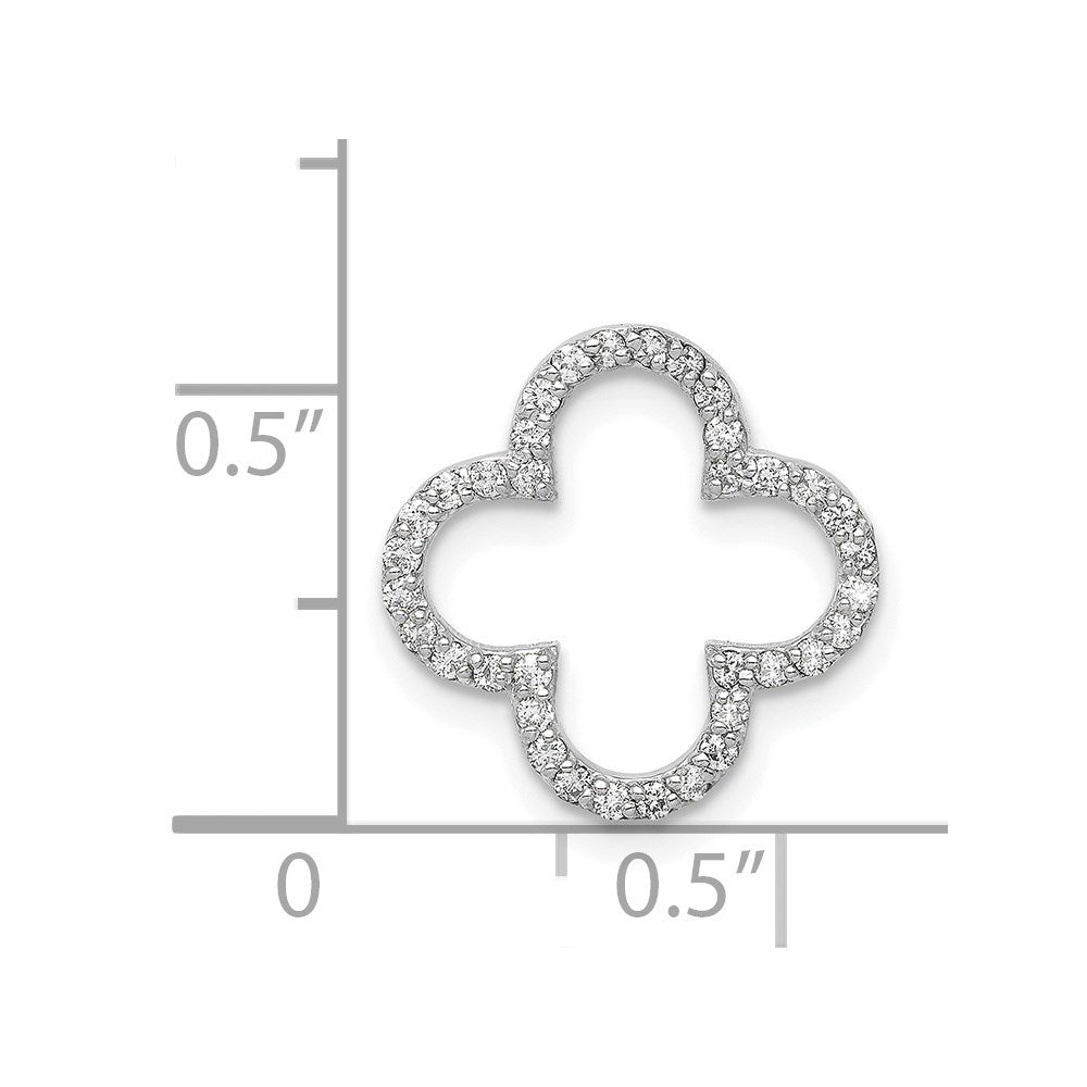 14k White Gold Small Diamond Quatrefoil Design Pendant