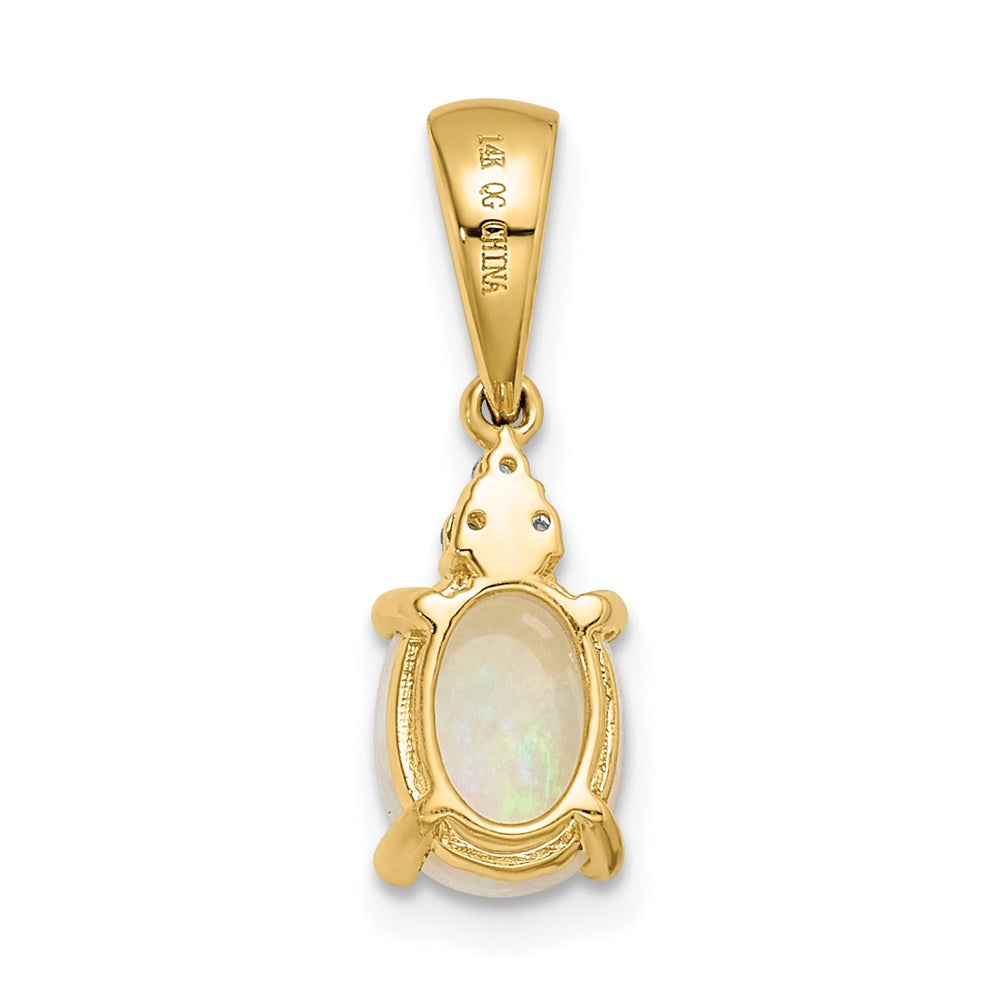 14k Austrian Opal and Diamond Pendant