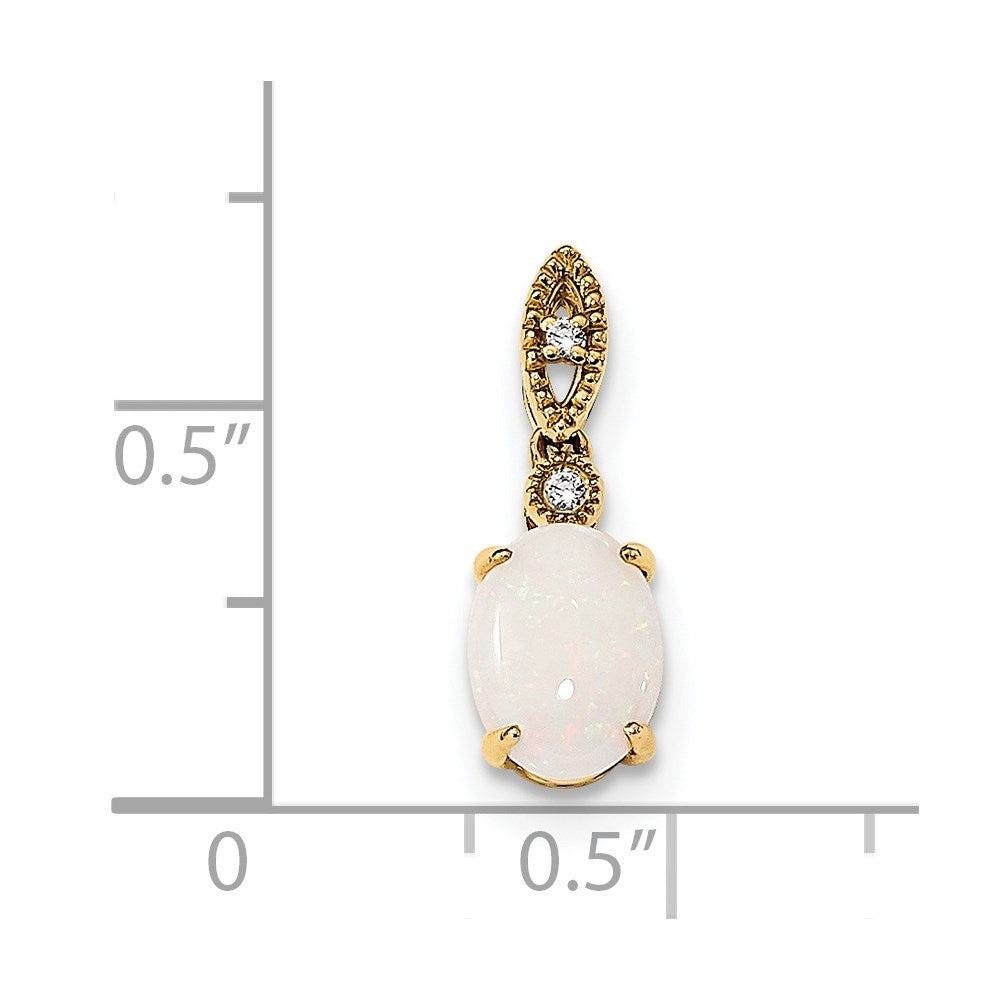 14k Austrian Opal and Diamond Pendant