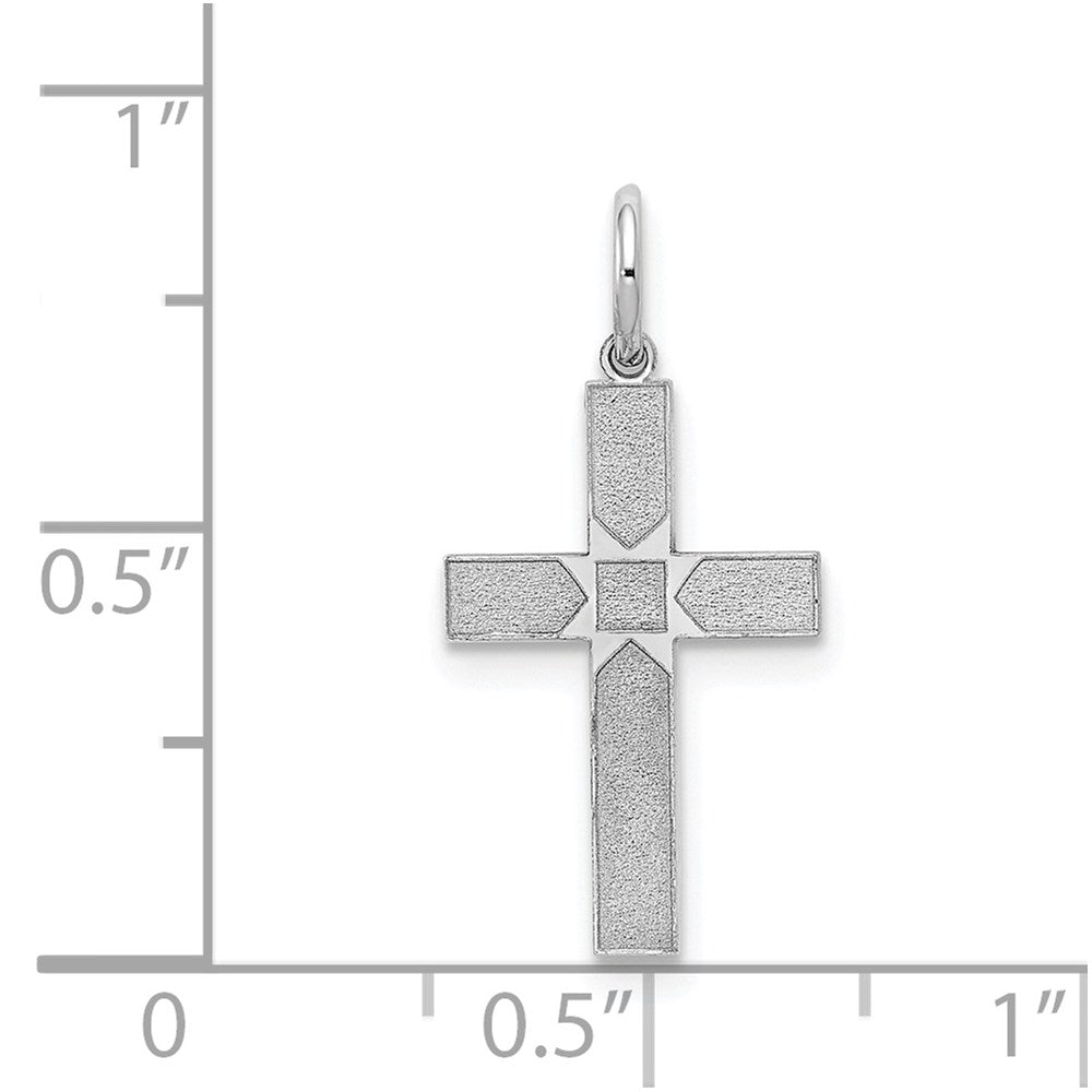14K White Gold Laser Designed Cross Pendant