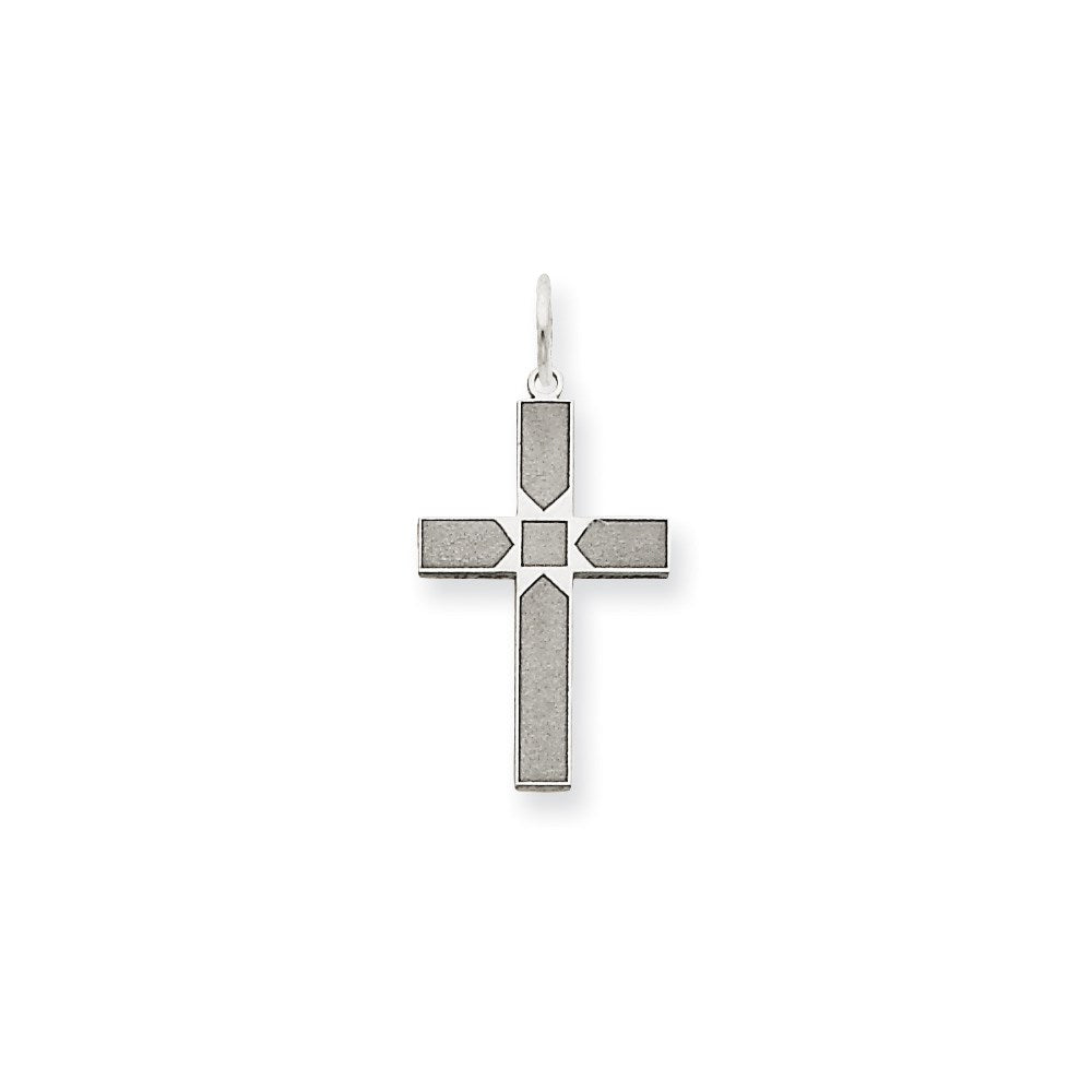 14K White Gold Laser Designed Cross Pendant