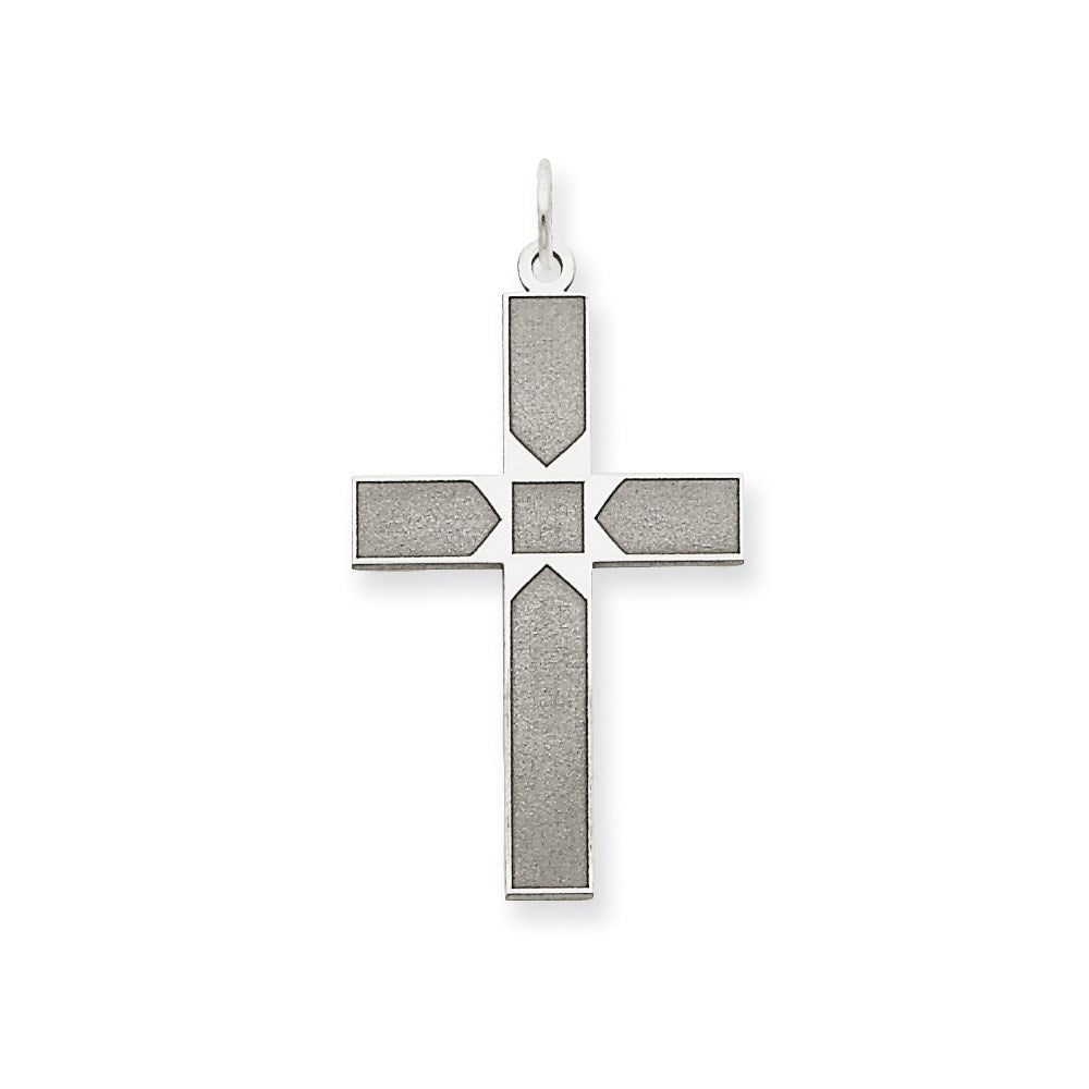 14K White Gold Laser Designed Cross Pendant
