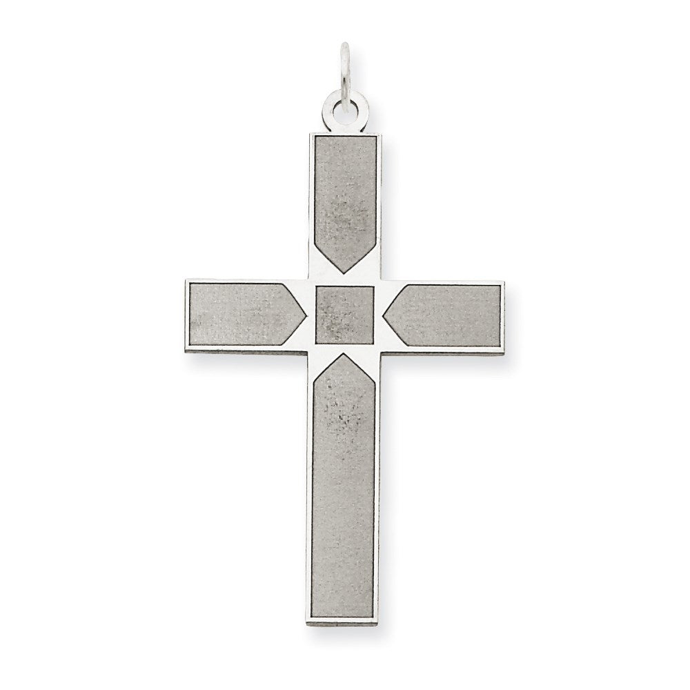 14K White Gold Laser Designed Cross Pendant