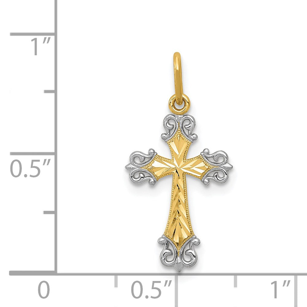 14K w/Rhodium Cross Charm