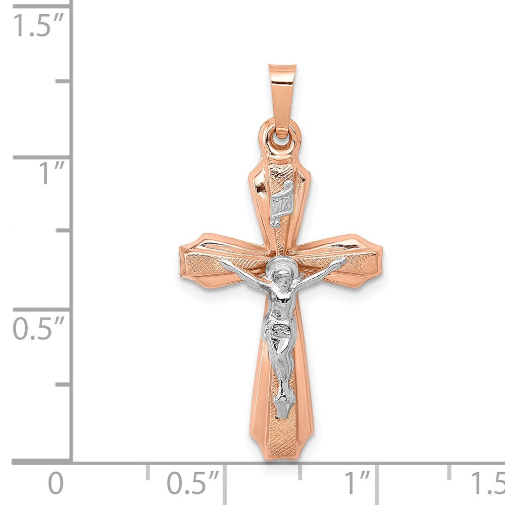 14k Two-tone Hollow Crucifix Pendant