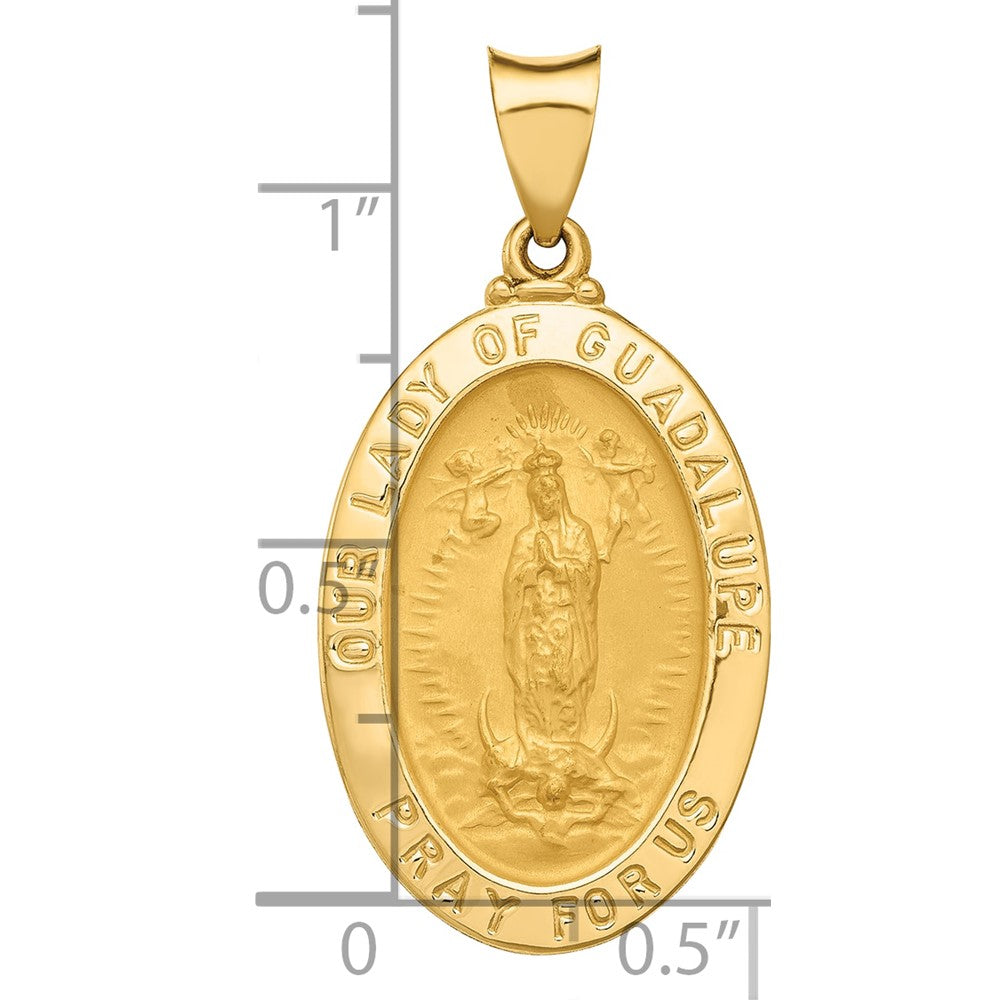 14k Polished and Satin Our Lady Guadalupe Medal Hollow Pendant
