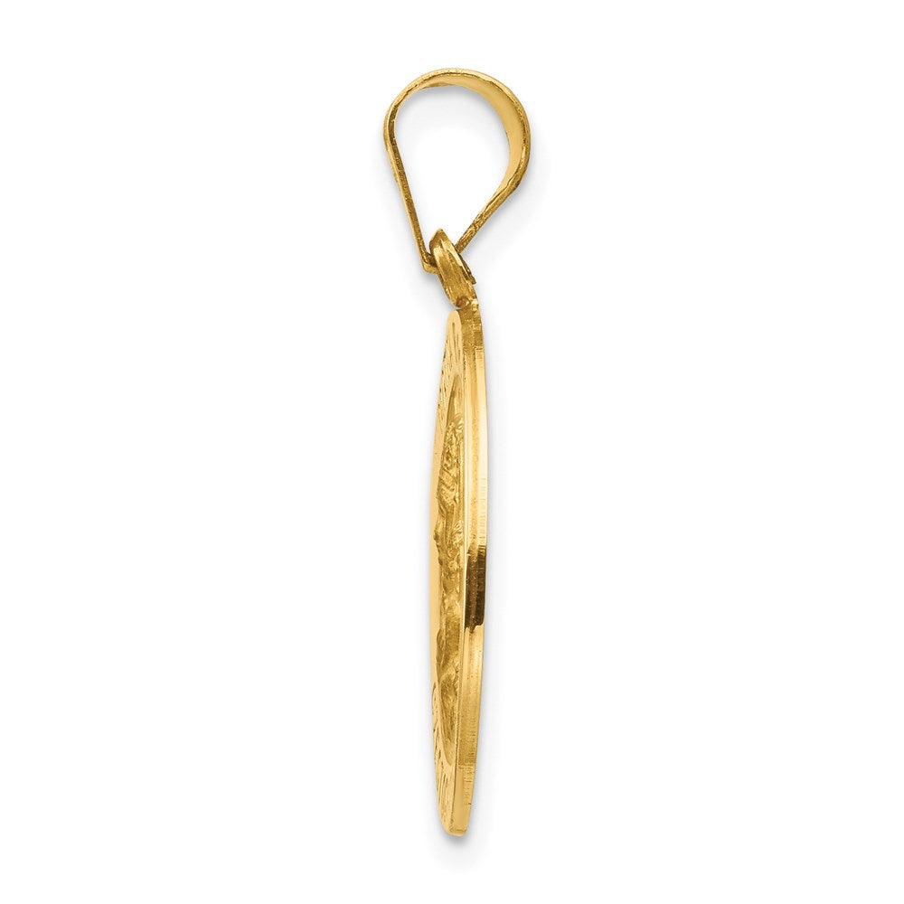 14K Matka Boska Czestochowska Reversible Medal Hollow Pendant