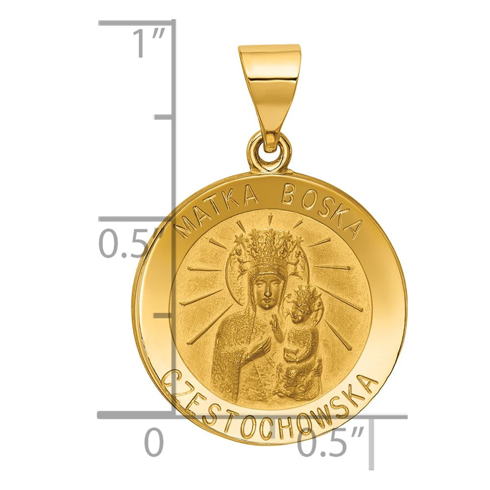 14K Matka Boska Czestochowska Reversible Medal Hollow Pendant