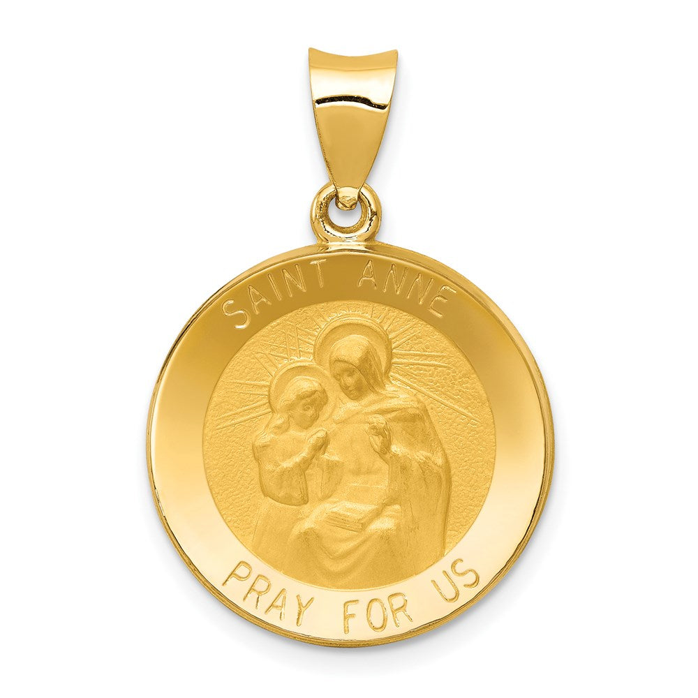 14k Polished and Satin St. Anne Medal Hollow Pendant