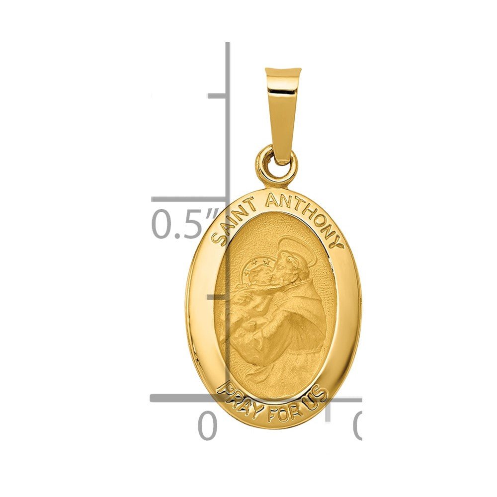 14k Polished and Satin St. Anthony Medal Hollow Pendant