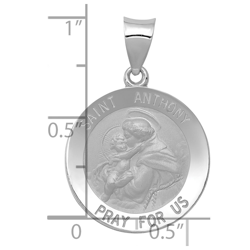 14k White Gold Polished/Satin St. Anthony Medal Hollow Pendant