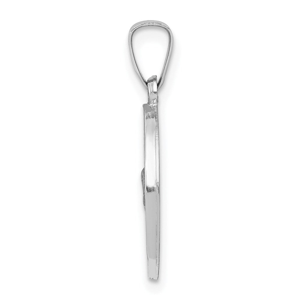 14k White Gold Polished/Satin St Christopher Medal Hollow Pendant