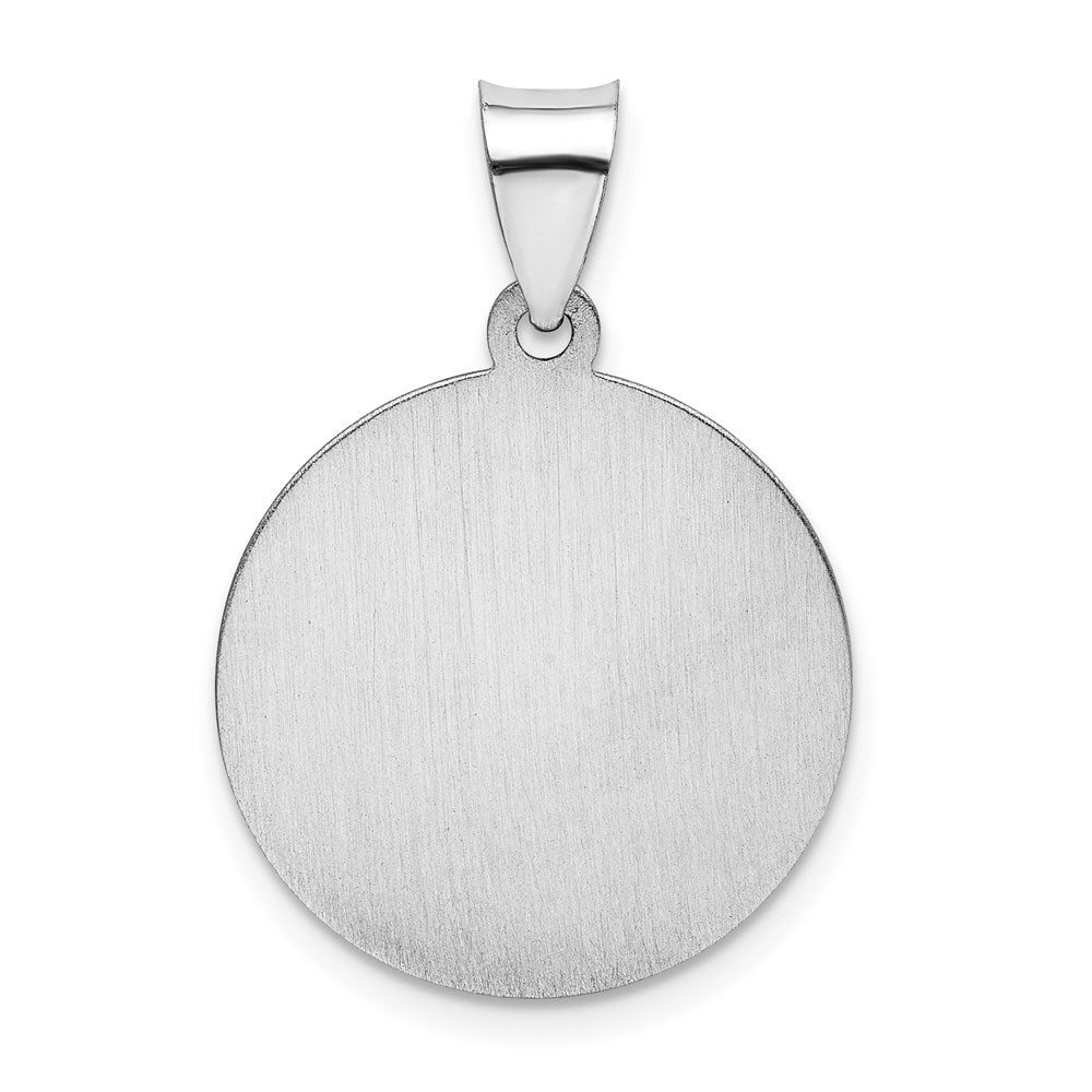 14k White Gold Polished/Satin St Christopher Medal Hollow Pendant