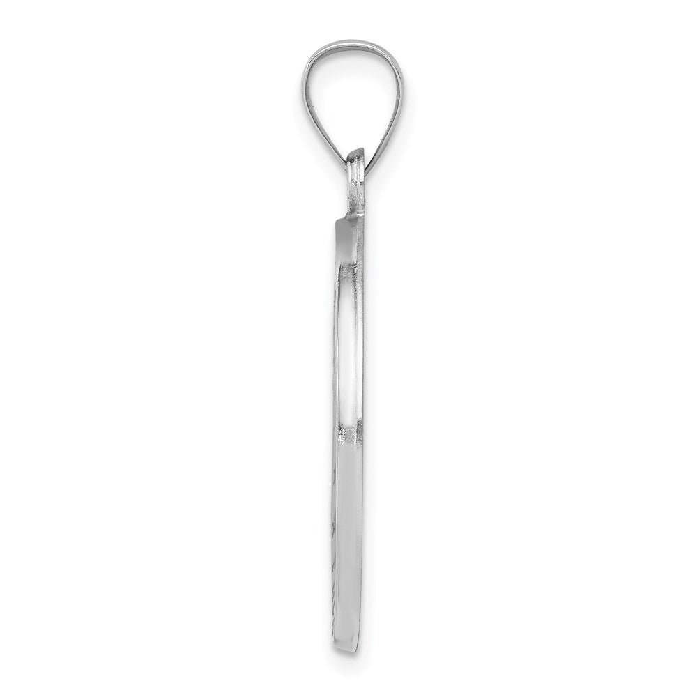 14k White Gold Polished/Satin St Christopher Medal Hollow Pendant