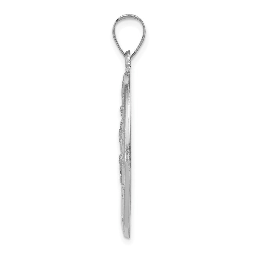 14k White Gold Polished/Satin St Christopher Medal Hollow Pendant