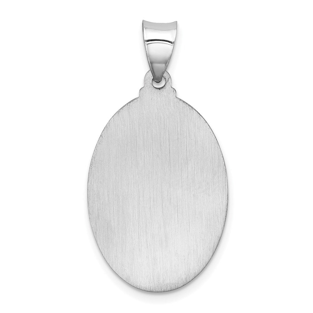 14k White Gold Polished/Satin St Christopher Medal Hollow Pendant
