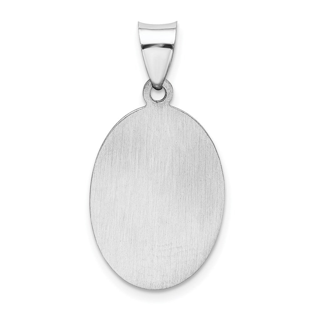14k White Gold Polished/Satin St Christopher Medal Hollow Pendant