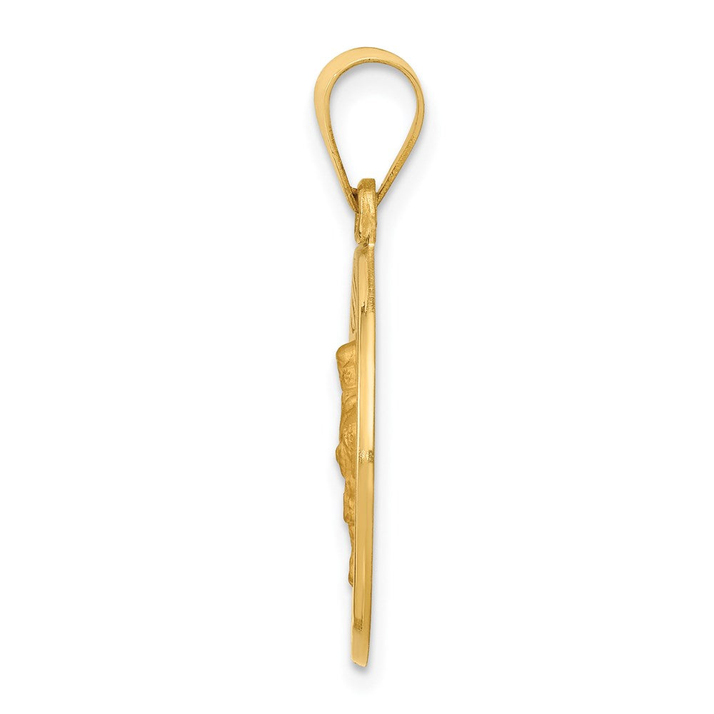 14k Polished and Satin St Edward Medal Hollow Pendant