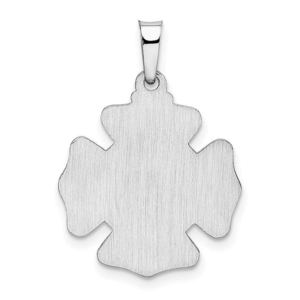 14k White Gold Polished and Satin St Florian Badge Pendant