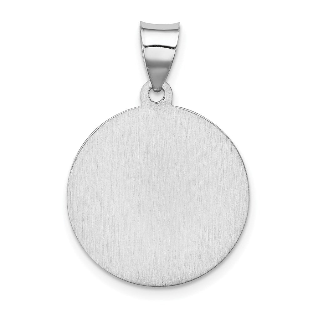 14k White Gold Polished and Satin St Florian Medal Hollow Pendant