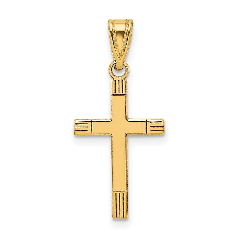 14k Laser Etched Cross Pendant