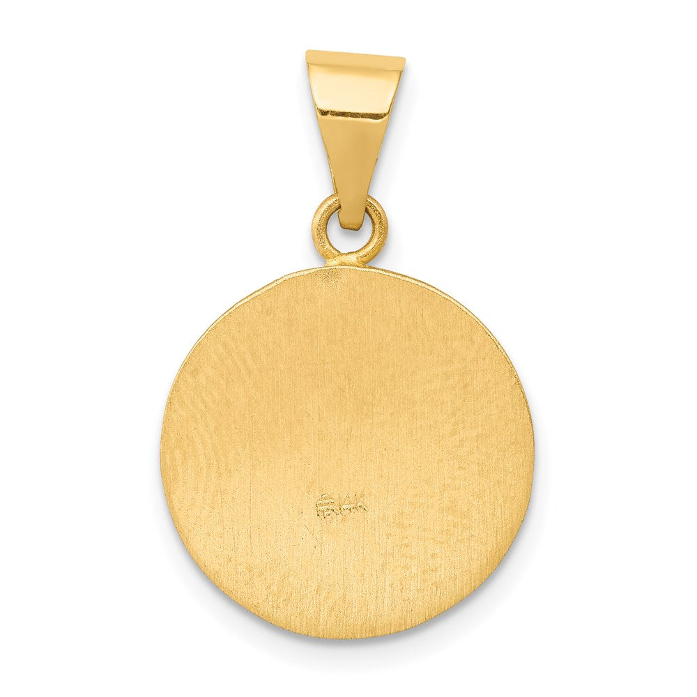 14k Polished and Satin St Matthew Medal Hollow Pendant
