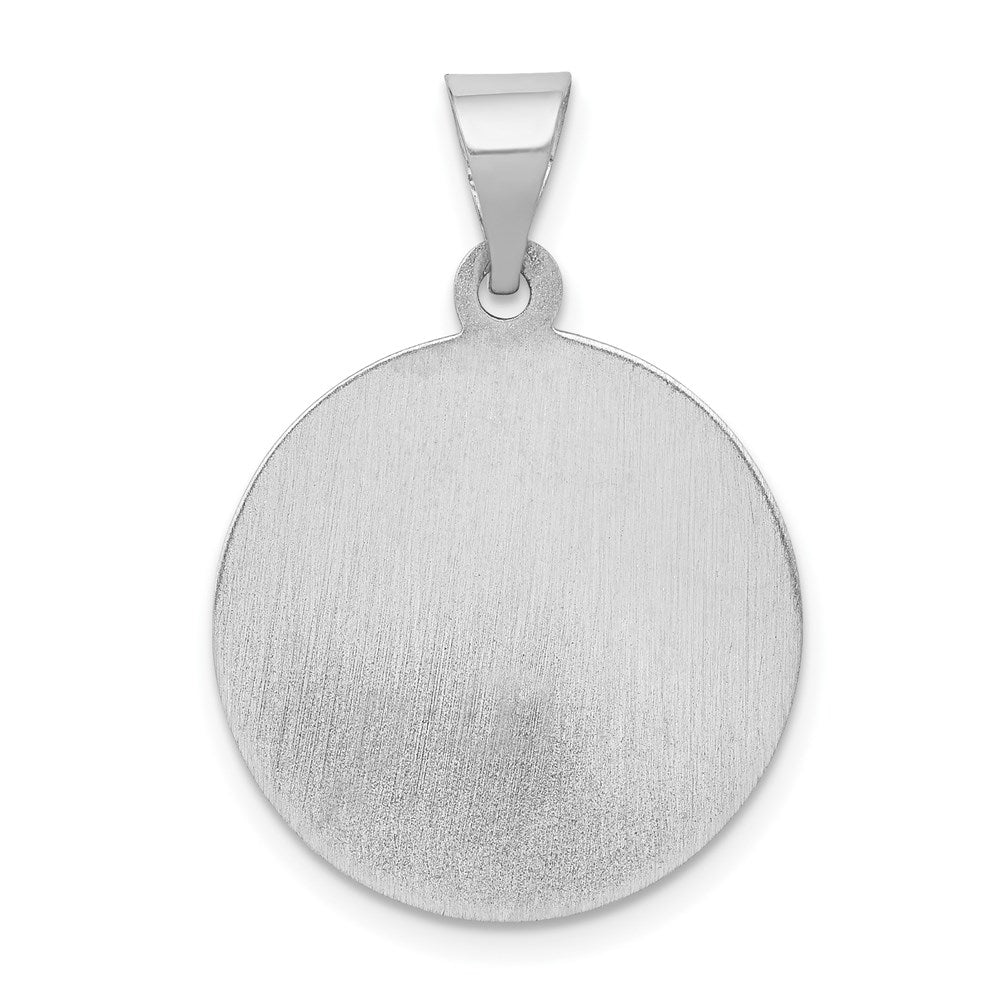 14k White Gold Polished and Satin St Patrick Medal Hollow Pendant