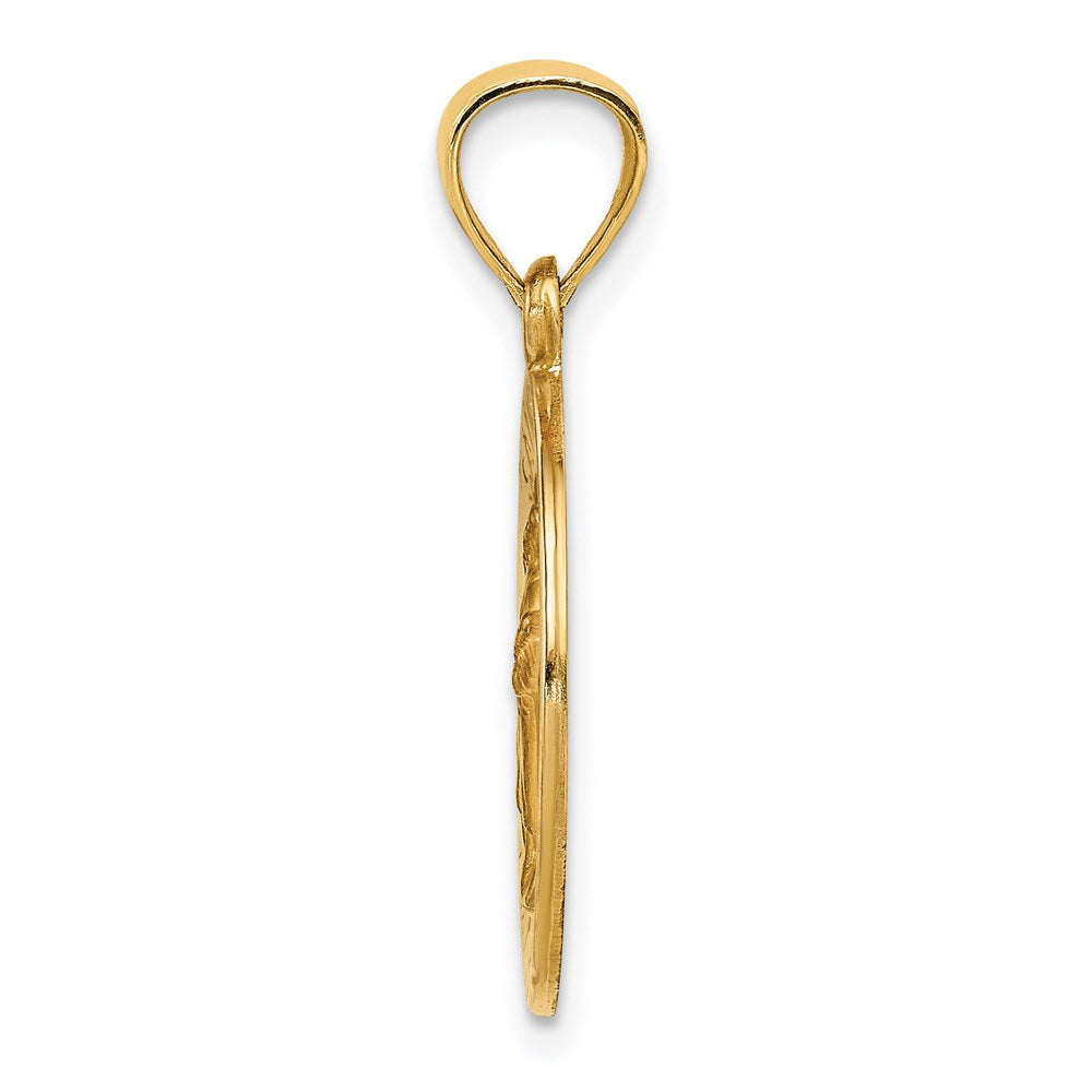 14k Polished and Satin St Raphael Medal Hollow Pendant