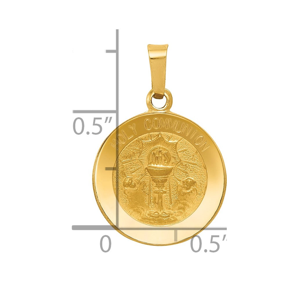 14k Polished and Satin Holy Communion Medal Hollow Pendant