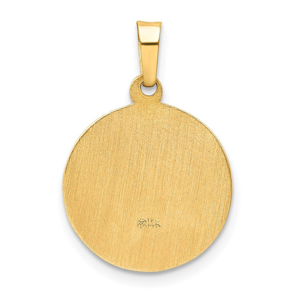 14k Polished and Satin Confirmation Medal Hollow Pendant