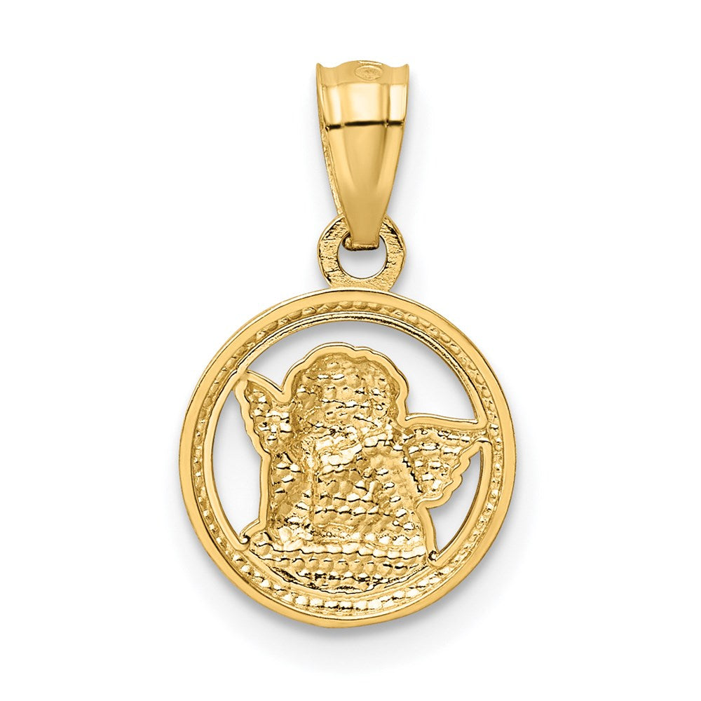 14K w/Rhodium Cherub Pendant