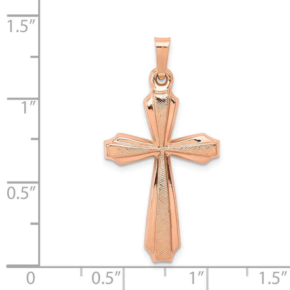 14K Rose Gold Textured And Polished Passion Cross Pendant