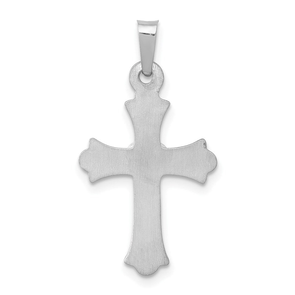 14K White Gold Diamond Fleur De Lis Cross Pendant