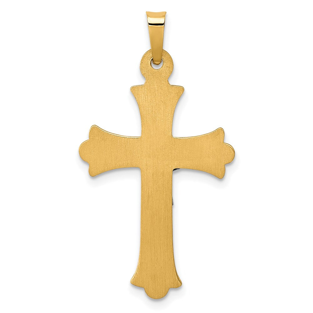 14k Two-Tone Textured and Polished INRI Crucifix Cross Pendant