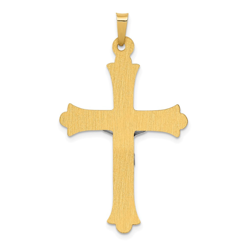 14k Two-Tone Textured and Polished INRI Crucifix Pendant